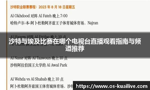 沙特与埃及比赛在哪个电视台直播观看指南与频道推荐